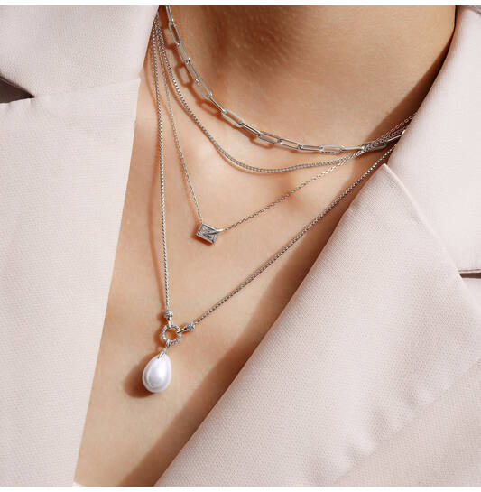  Reimaginer - Silver / Rhodium plated - Zirconia - 48cm